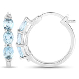 2.17 ct Genuine Blue Topaz and White Diamond .925 Sterling Silver Earrings