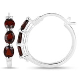 2.71 ct Genuine Garnet and White Diamond .925 Sterling Silver Earrings