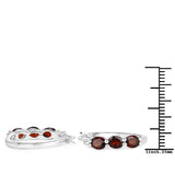 2.71 ct Genuine Garnet and White Diamond .925 Sterling Silver Earrings