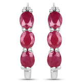 1.81 Carat Genuine Johnson Ruby and White Diamond .925 Sterling Silver Earrings