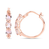 1.63 Carat Genuine Morganite and White Diamond .925 Sterling Silver Earrings