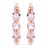 1.63 Carat Genuine Morganite and White Diamond .925 Sterling Silver Earrings