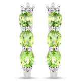 2.11 Carat Genuine Peridot and White Diamond .925 Sterling Silver Earrings