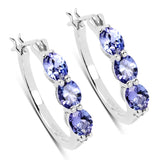 1.99 ct. Genuine Tanzanite and White Diamond .925 Sterling Silver Earrings
