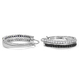 0.96 Carat Genuine White Diamond & Black Diamond .925 Sterling Silver Earrings