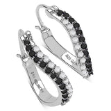 0.72 Carat Genuine White Diamond & Black Diamond .925 Sterling Silver Earrings