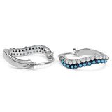 0.72 Carat Genuine White Diamond & Blue Diamond .925 Sterling Silver Earrings