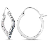 0.48 Carat Genuine White Diamond and Blue Diamond .925 Sterling Silver Earrings