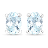1.46 Carat Genuine Blue Topaz .925 Sterling Silver Earrings