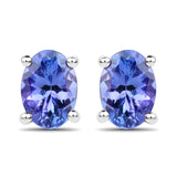 1.24 Carat Genuine Tanzanite 14K White Gold Earrings
