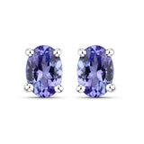 1.20 carat Genuine Tanzanite .925 Sterling Silver Earrings
