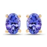 1.24 Carat Genuine Tanzanite 14K Yellow Gold Earrings