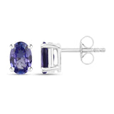 1.20 carat Genuine Tanzanite .925 Sterling Silver Earrings