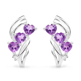 1.53 Carat Genuine Amethyst and White Topaz .925 Sterling Silver Earrings