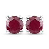 2 ct Genuine Ruby .925 Sterling Silver Earrings
