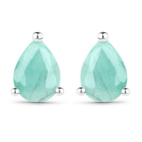 1.24 Carat Genuine Emerald .925 Sterling Silver Earrings