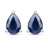 1.60 Carat Genuine Blue Sapphire .925 Sterling Silver Earrings