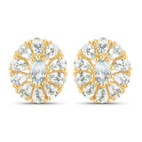 18K Yellow Gold Plated 4.62 Carat Genuine Blue Topaz .925 Sterling Silver Earrings