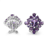 6.94 Carat Genuine Amethyst & White Topaz .925 Sterling Silver Earrings