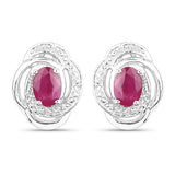 1.70 Carat Genuine Ruby .925 Sterling Silver Earrings