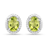 1.66 carat Genuine Peridot .925 Sterling Silver Earrings for women