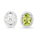 1.66 carat Genuine Peridot .925 Sterling Silver Earrings for women