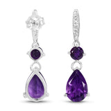 5.96 Carat Genuine Amethyst and White Topaz .925 Sterling Silver Earrings
