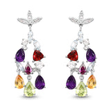 6.92 Carat Genuine Multi Stone .925 Sterling Silver Earrings