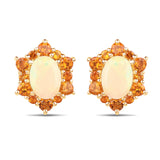 14K Yellow Gold Plated 1.52 Carat Genuine Ethiopian Opal and Citrine .925 Sterling Silver Earrings