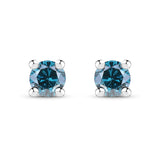 0.15 Carat Genuine Blue Diamond .925 Sterling Silver Earrings