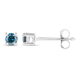 0.15 Carat Genuine Blue Diamond .925 Sterling Silver Earrings