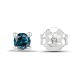 0.20 Carat Genuine Blue Diamond .925 Sterling Silver Earrings