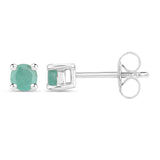 14K White Gold Plated 0.16 Carat Genuine Emerald .925 Sterling Silver Earrings