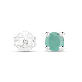14K White Gold Plated 0.16 Carat Genuine Emerald .925 Sterling Silver Earrings