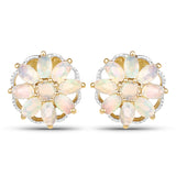 14K Yellow Gold Plated 2.70 Carat Genuine Ethiopian Opal .925 Sterling Silver Earrings