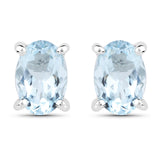 1.20 Carat Genuine Aquamarine .925 Sterling Silver Earrings