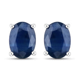 1.90 Carat Genuine Blue Sapphire 14K White Gold Earrings