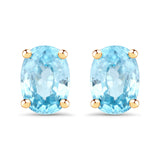 2.40 ct. Genuine Blue Zircon .925 Sterling Silver Earrings