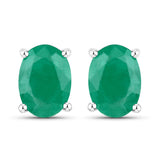 1.30 Carat Genuine Emerald 14K White Gold Earrings