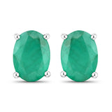 1.30 Carat Genuine Emerald .925 Sterling Silver Earrings