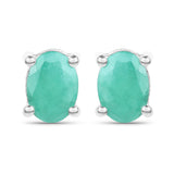 5.30 Carat Emerald, Glass Filled Ruby and Glass Filled Sapphire .925 Sterling Silver Earrings