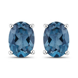 1.80 Carat Genuine London Blue Topaz .925 Sterling Silver Earrings