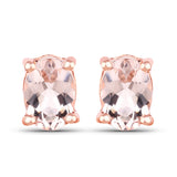 18K Rose Gold Plated 1.70 ct. Genuine Morganite .925 Sterling Silver Earrings