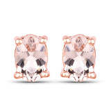 14K Rose Gold Plated 1.40 Carat Genuine Morganite .925 Sterling Silver Earrings