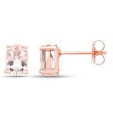 18K Rose Gold Plated 1.70 ct. Genuine Morganite .925 Sterling Silver Earrings