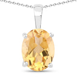 5.10 Carat Genuine Citrine .925 Sterling Silver Jewelry Set (Earrings, and Pendant w/ Chain)