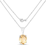 5.10 Carat Genuine Citrine .925 Sterling Silver Jewelry Set (Earrings, and Pendant w/ Chain)