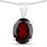 3.70 Carat Genuine Garnet .925 Sterling Silver Jewelry Set (Earrings, and Pendant w/ Chain)