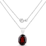 3.70 Carat Genuine Garnet .925 Sterling Silver Jewelry Set (Earrings, and Pendant w/ Chain)