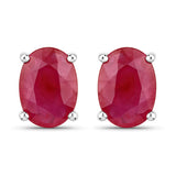 1.70 Carat Genuine Ruby 14K White Gold Earrings
